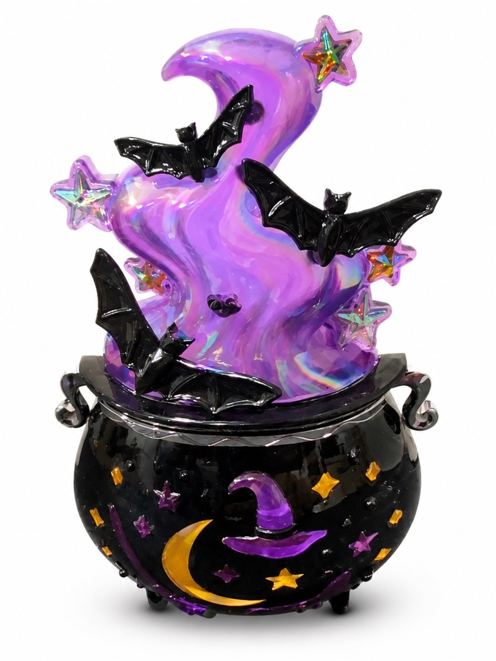 Purple Witch Cauldron Home Art Figurine - Decorative Halloween Accent